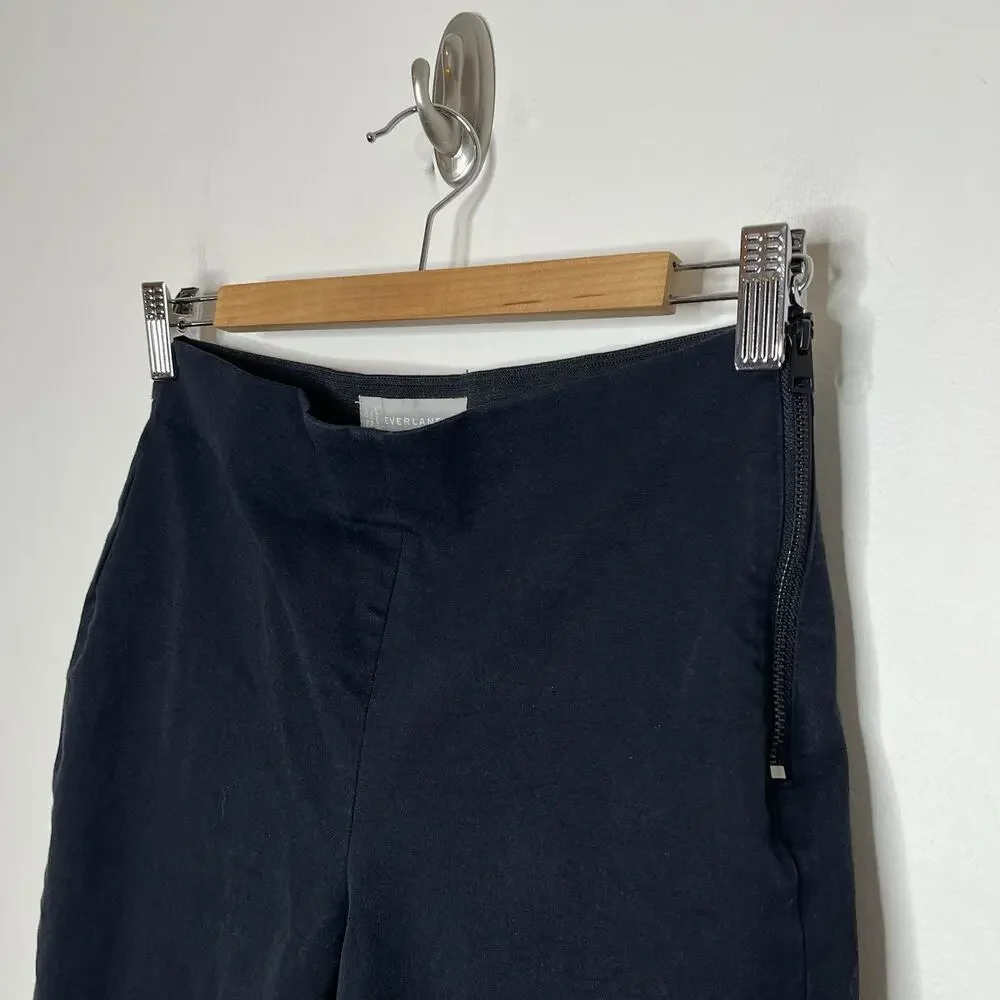 Everlane High Rise Cotton Pants Black Womens 4 Side Zipper Tapered Minimalist